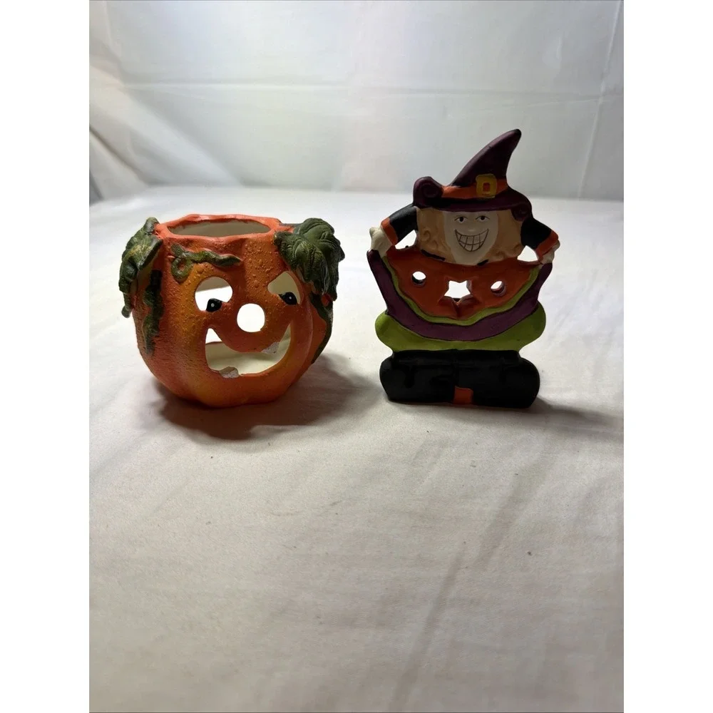 Lot Of 2 Vintage Halloween Candle Holders